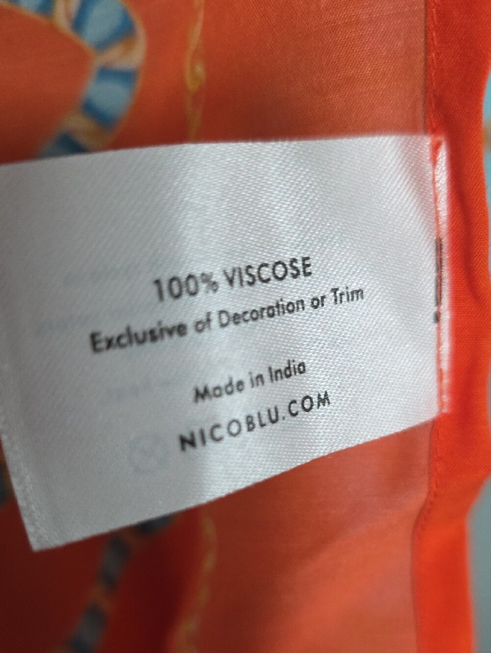 NWT Nicoblu Tunic 100% Viscose Silk-Feel Blue & Orange - Picture 4 of 7